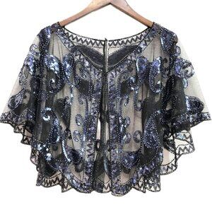 4592 1920s Shawl Wraps Wedding Bridal Wrap Sequin Beaded For Evening